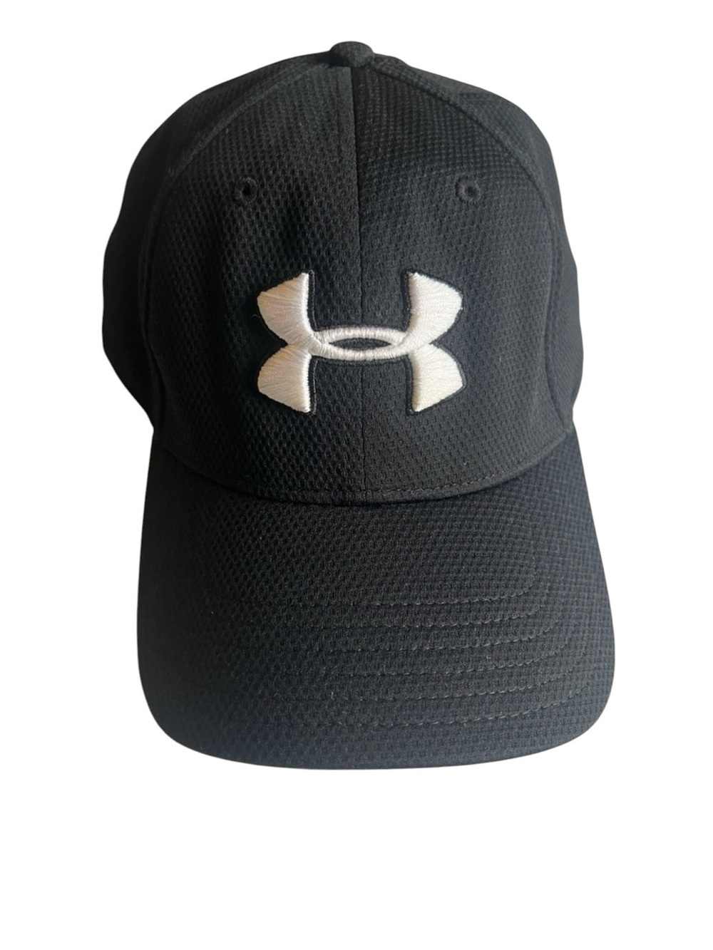 Under Armour Blitzing L/XL Black Baseball Cap with White Logo